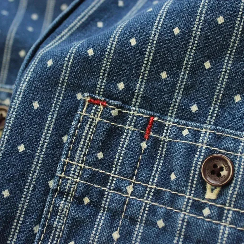 Selvedge chambray denim shirt for men