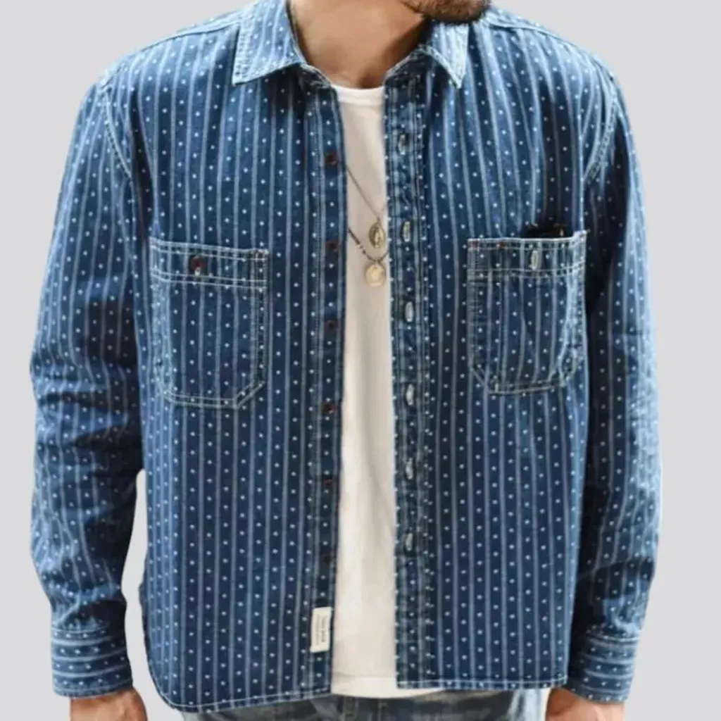 Selvedge chambray denim shirt for men