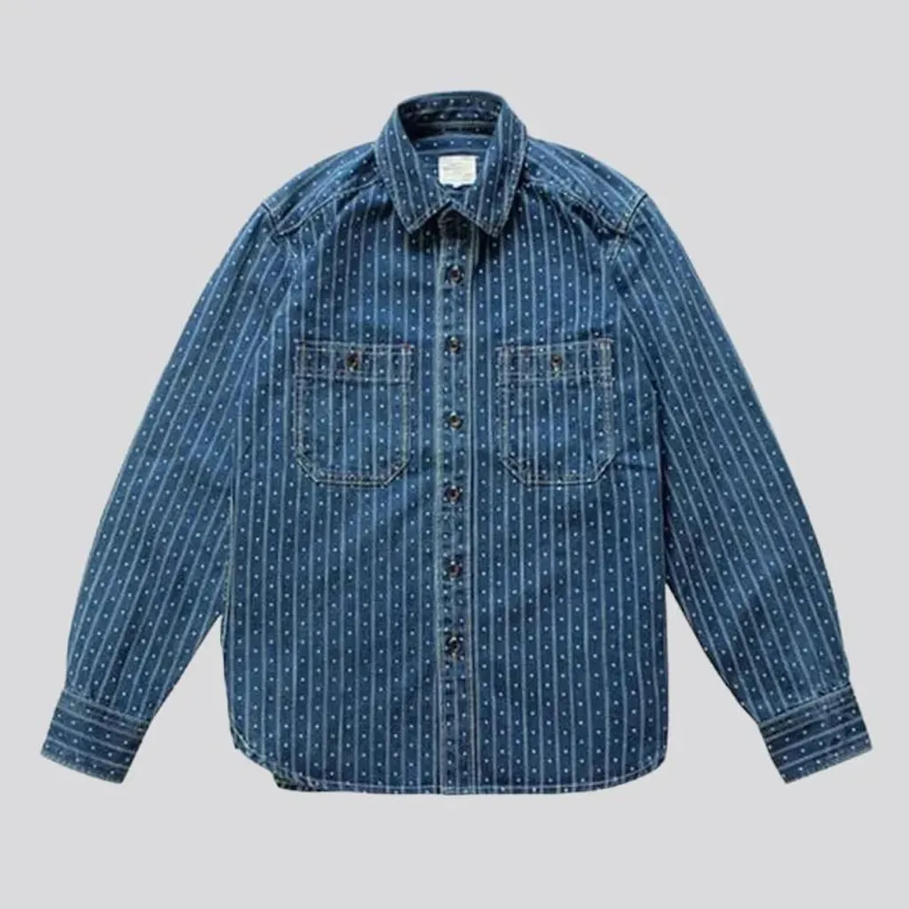 Selvedge chambray denim shirt for men