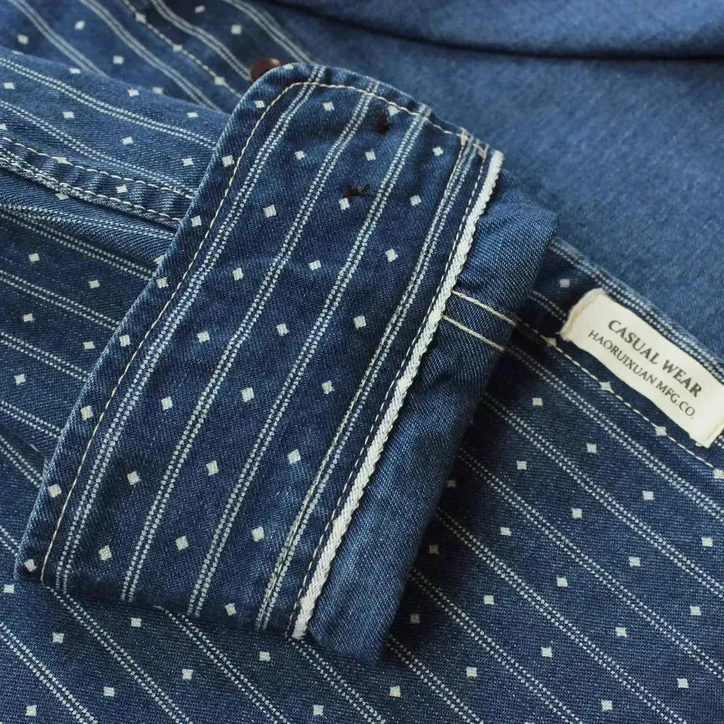 Selvedge chambray denim shirt for men