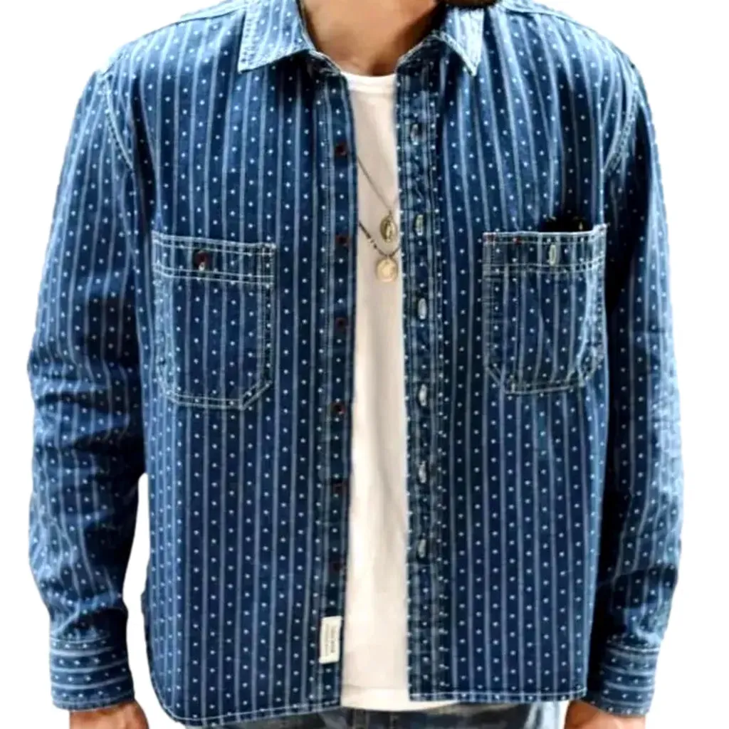 Selvedge chambray denim shirt for men