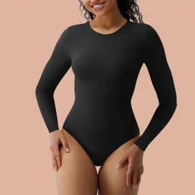 SHAPERX Long Sleeve Bodysuit Tops Crew Neck Thong Body Suit