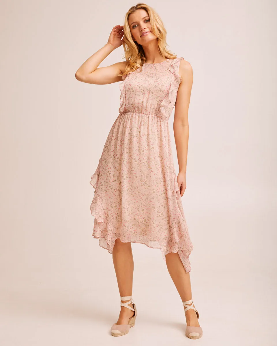 Sheer Ruffle Nursing Dress - Blush Floral