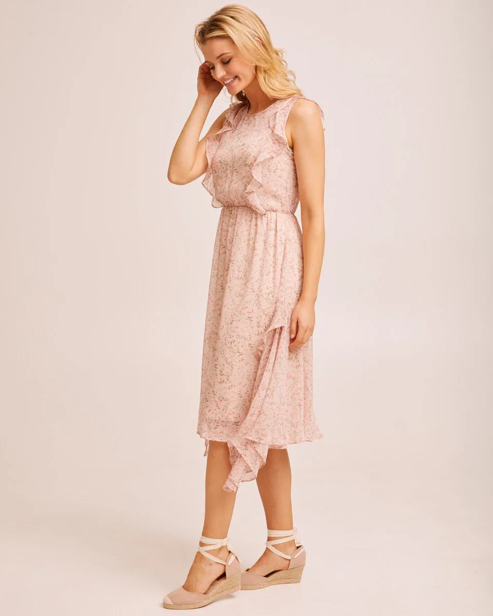 Sheer Ruffle Nursing Dress - Blush Floral