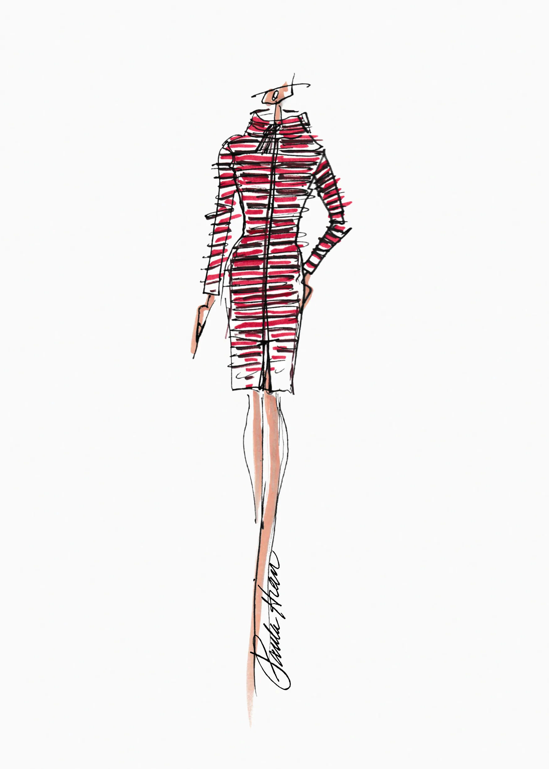 Sidonia – Long Jacket Dress with Stripes