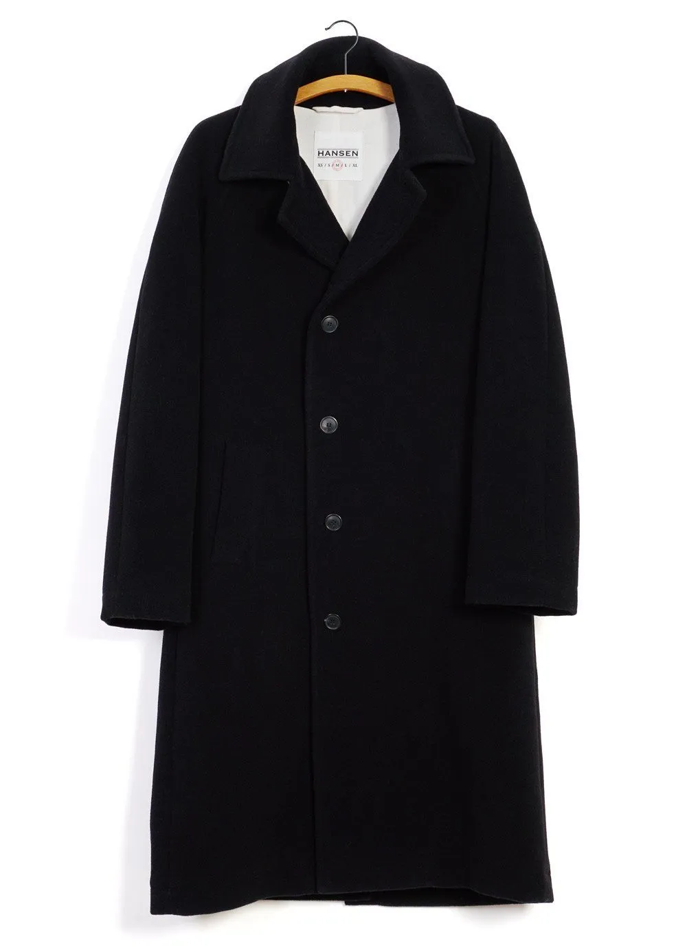 SIGURD | Long Lined Wool Coat | Black