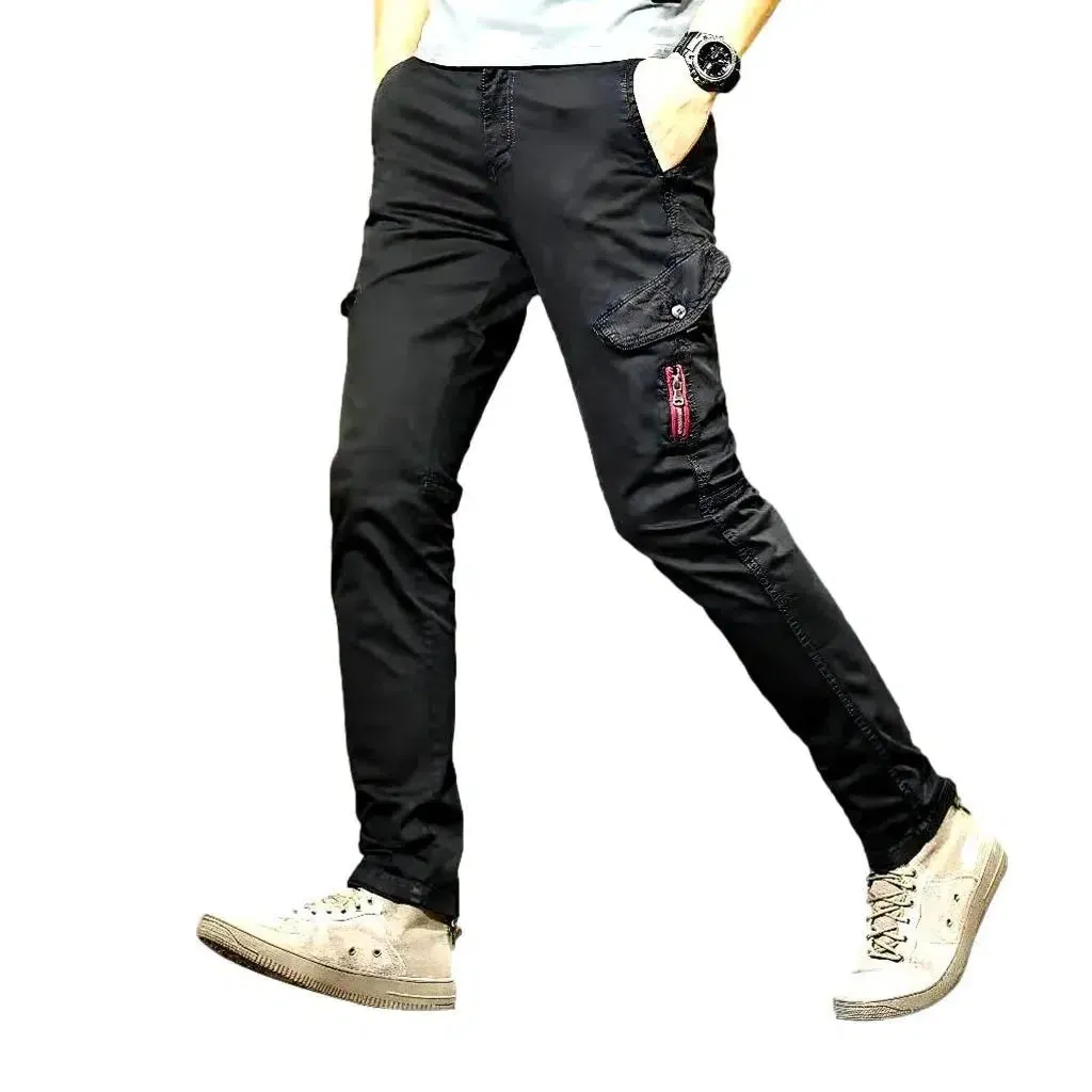 Slim mid-waist men's jeans pants