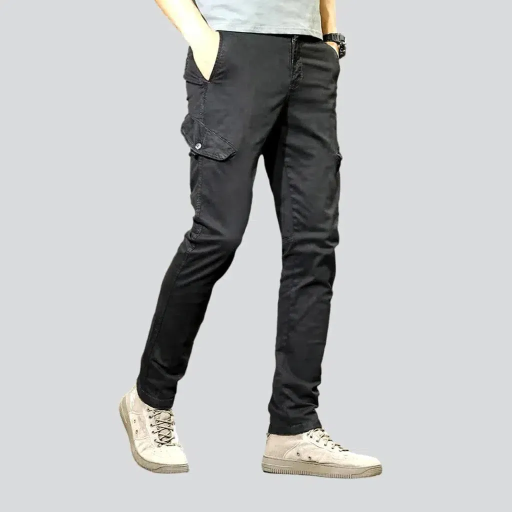 Slim mid-waist men's jeans pants