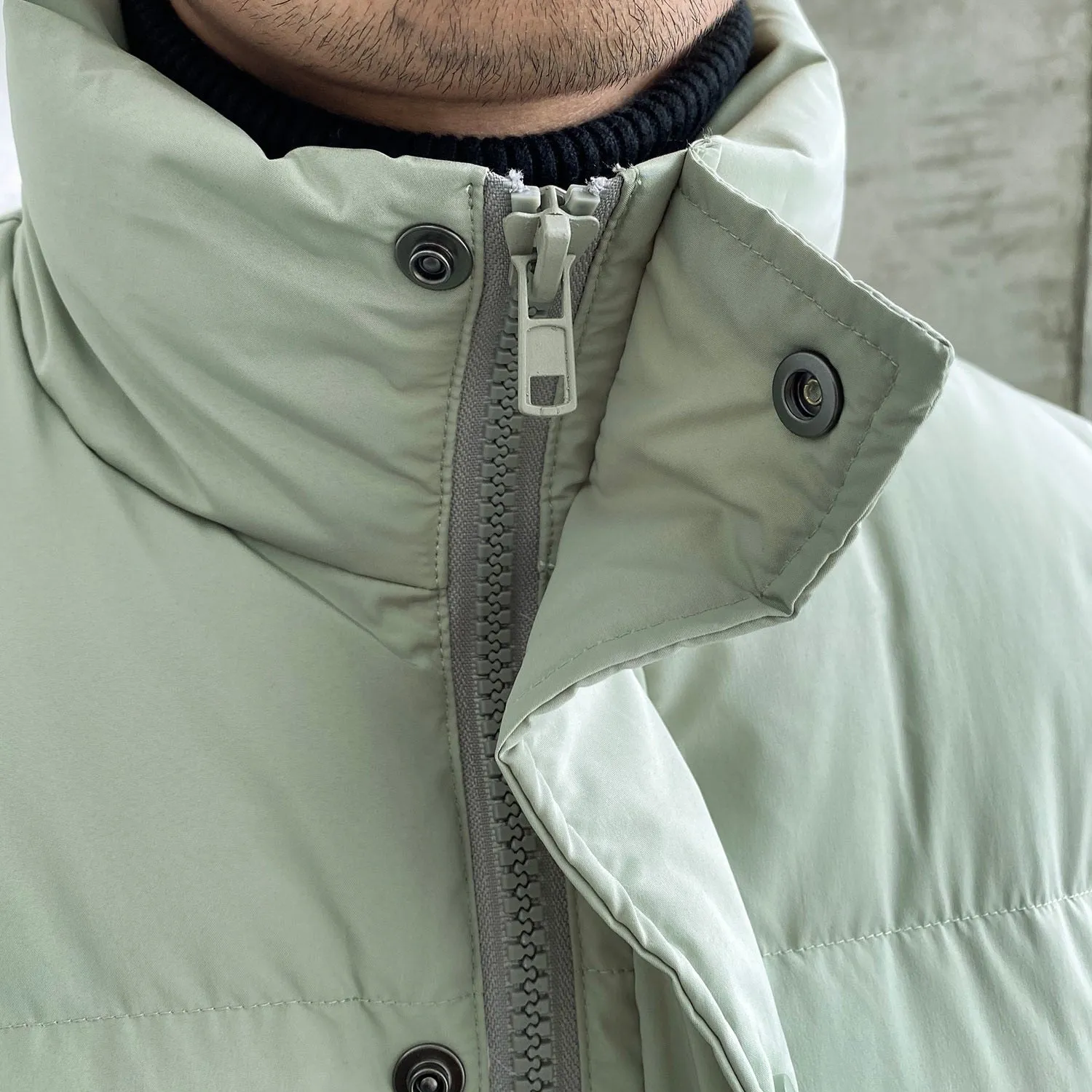 Stand Collar Solid Color Polyester Parka