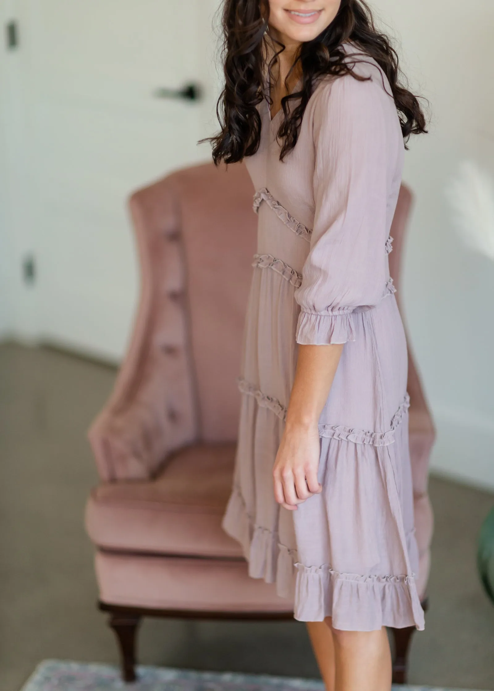 Tiered Ruffle Pink Midi Dress - FINAL SALE