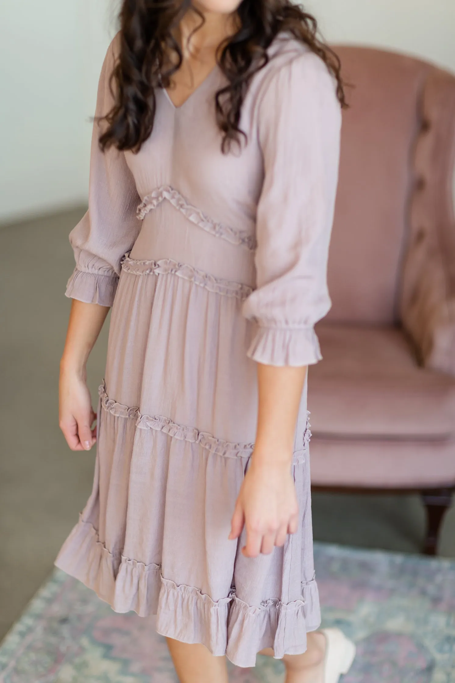 Tiered Ruffle Pink Midi Dress - FINAL SALE