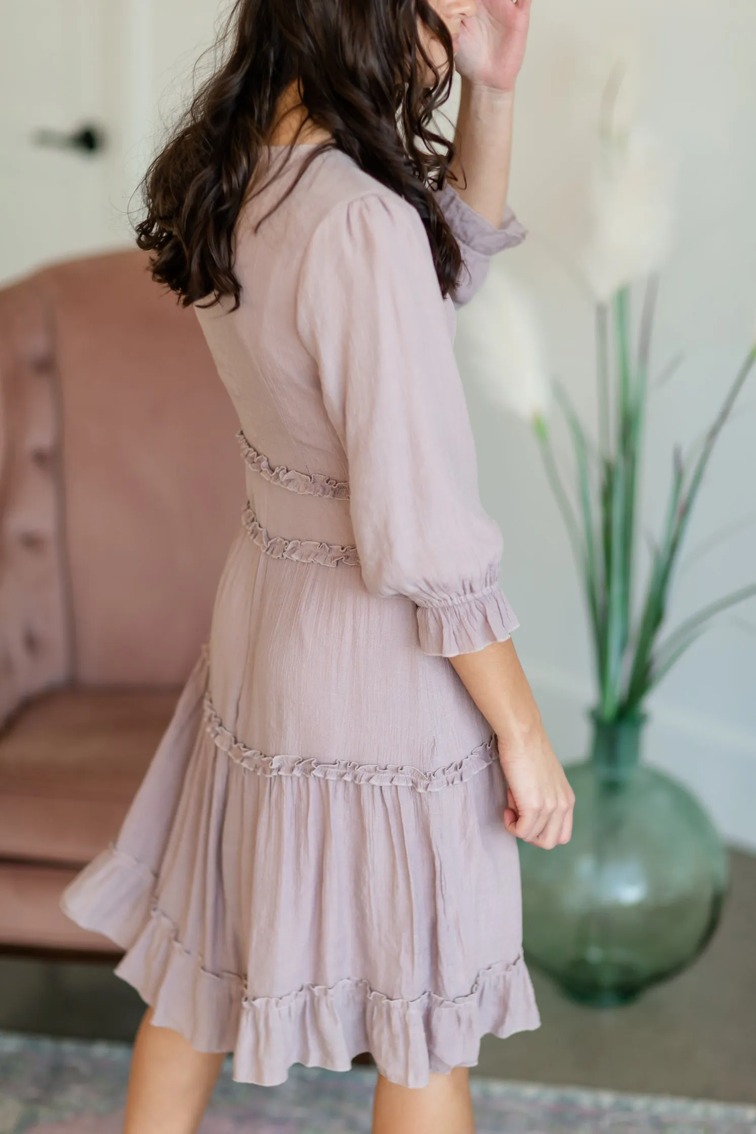 Tiered Ruffle Pink Midi Dress - FINAL SALE