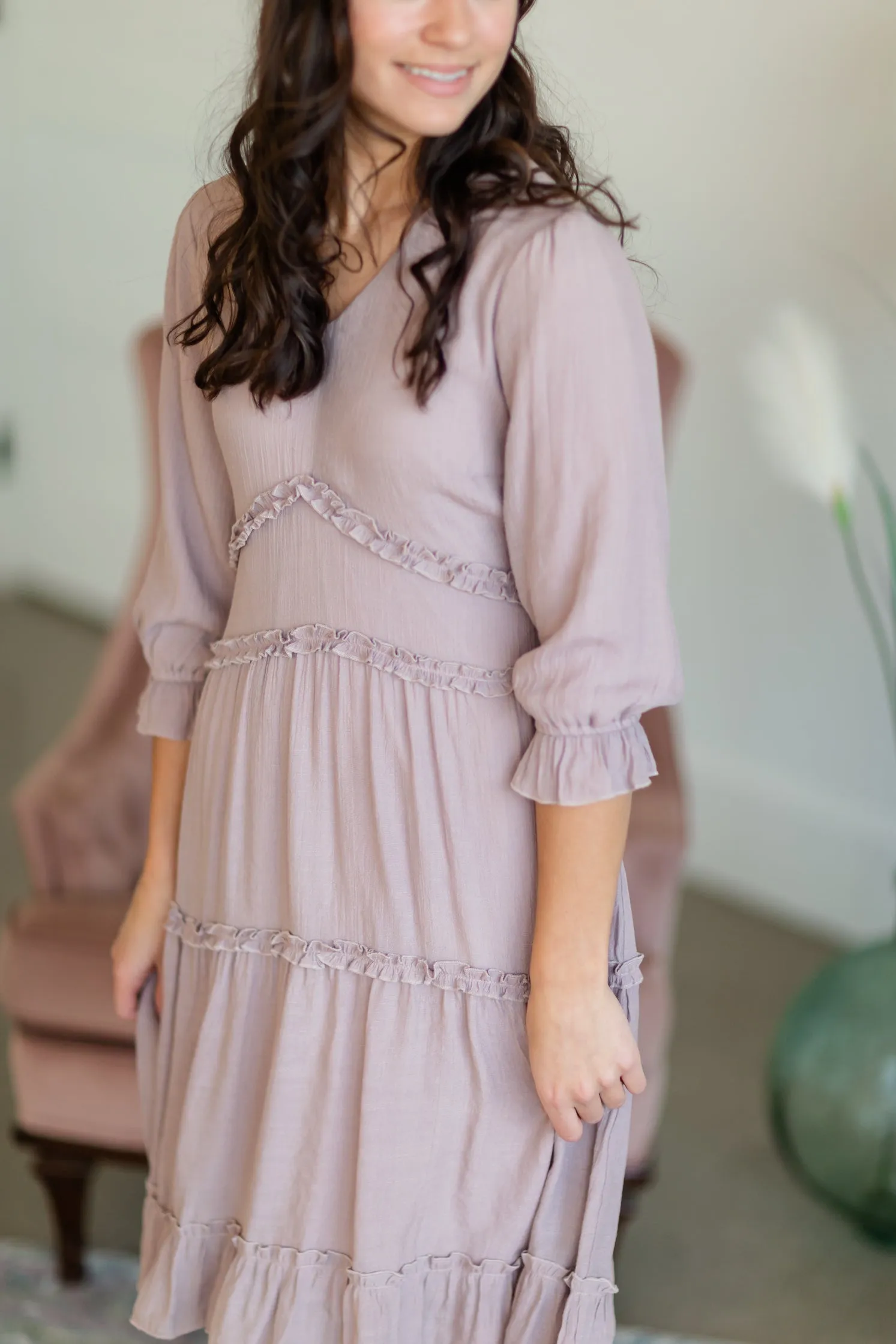 Tiered Ruffle Pink Midi Dress - FINAL SALE