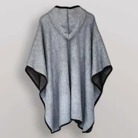 Tiukcha - Lightweight Baby Alpaca Hooded Cape Poncho - Solid Gray - Unisex