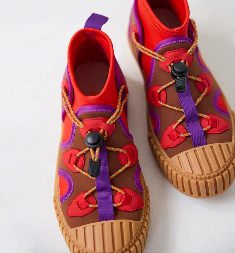 Tokyo Neoprene Hiking Trainer | Nutmeg and Warm Red