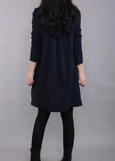 Trendy Embellished Pocket Long Sleeve Dress