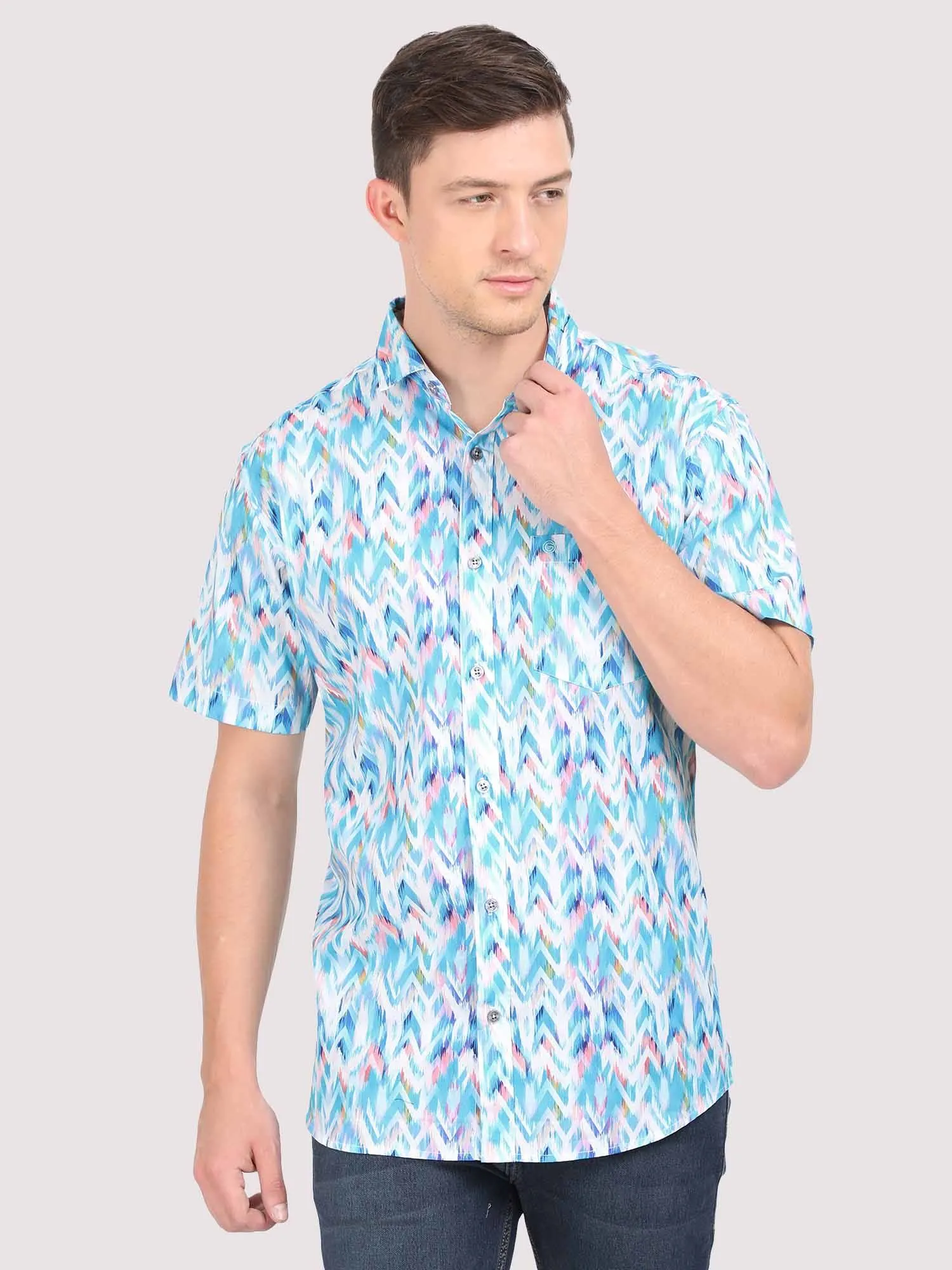 Triangle Waves Digital Printed Half Shirt