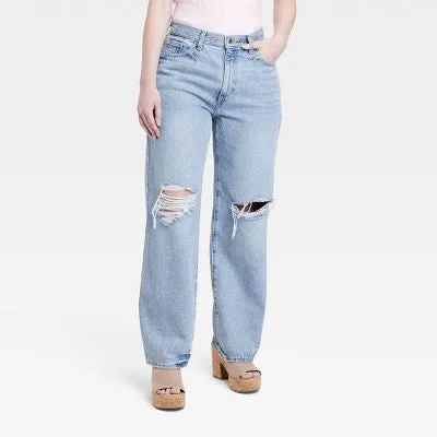 Universal Thread Women's Mid-Rise Baggy Jeans Classic 90's Vintage Straight Fit