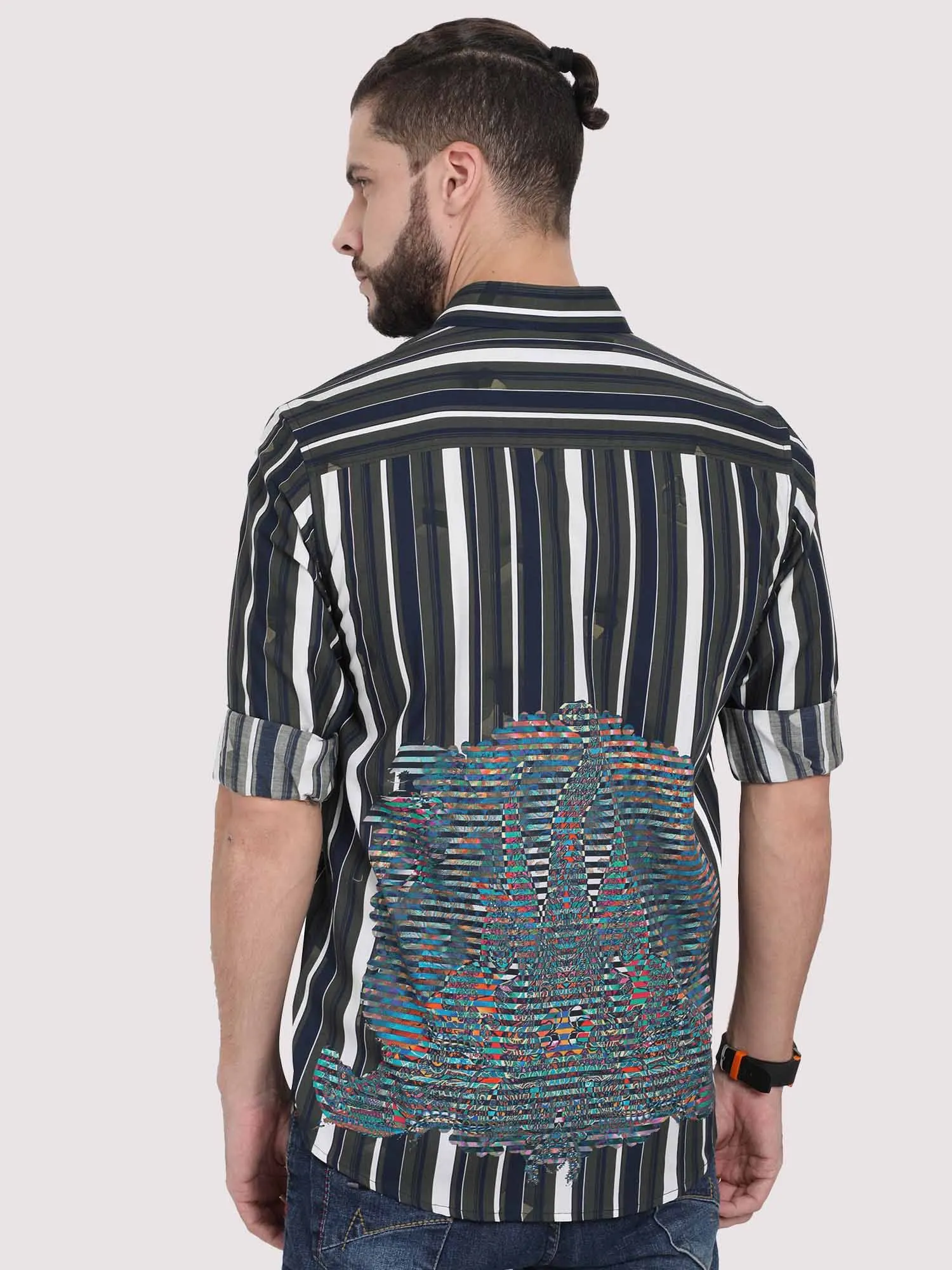 Verti Horzi Stripes Party Wear Shirt