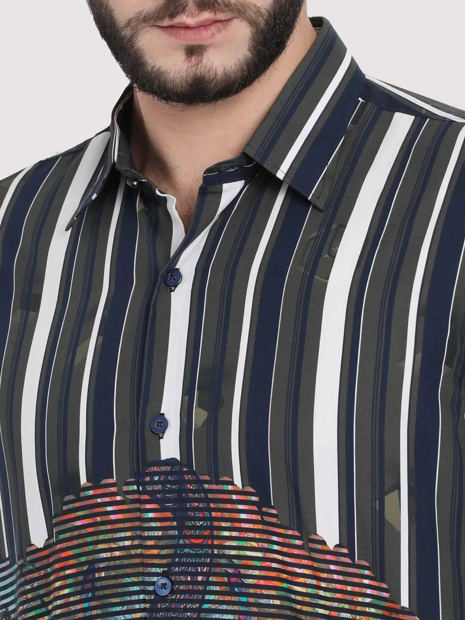 Verti Horzi Stripes Party Wear Shirt