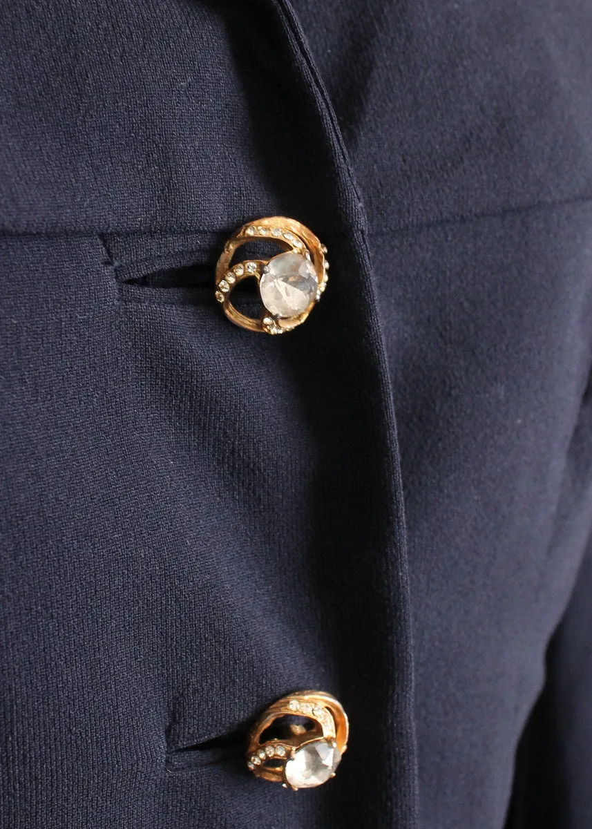 Vintage 1940s Navy Suit with Cape Shoulders