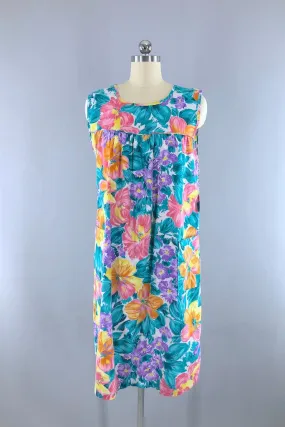 Vintage Green Floral Summer Sundress