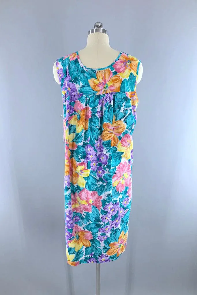 Vintage Green Floral Summer Sundress