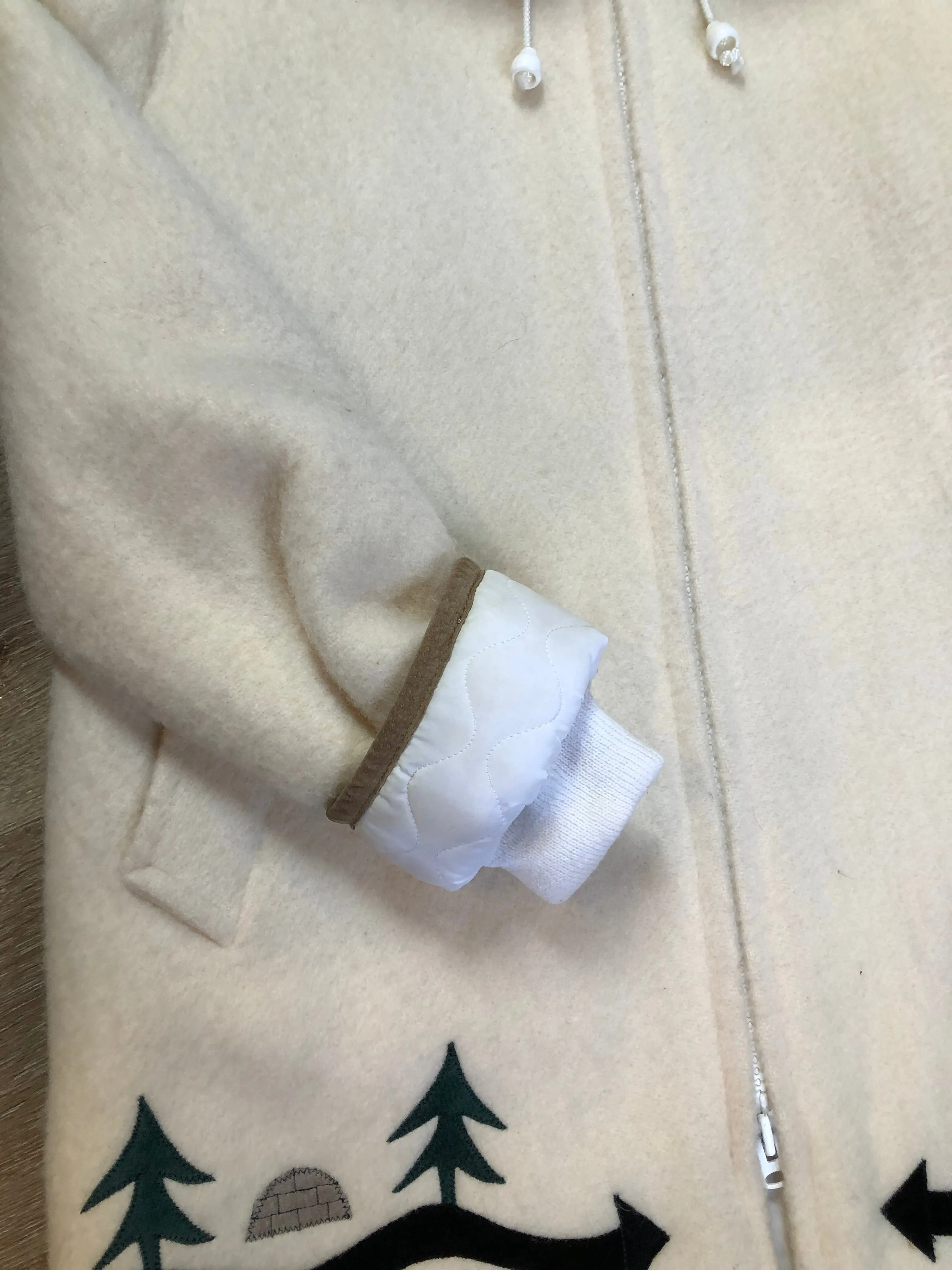 Vintage Hudson's Bay Company White Northern Parka with Igloo Motif, Made in Canada, SOLD