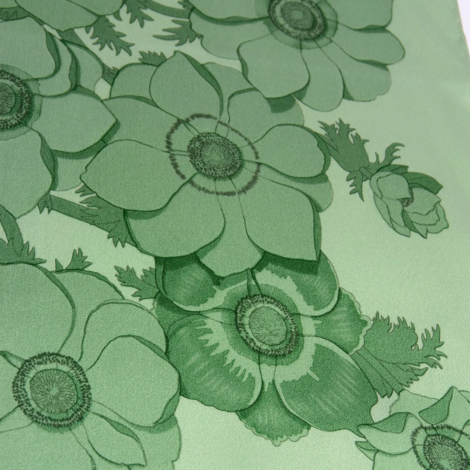 Vintage Salvatore Ferragamo Green Floral Silk Scarf