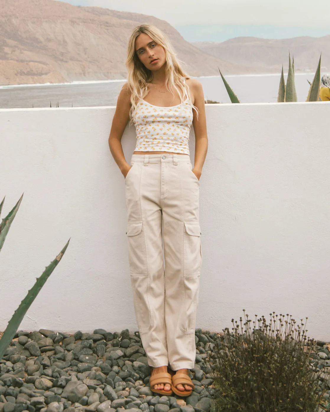 Wall To Wall Denim Cargo Pants - Antique White 1