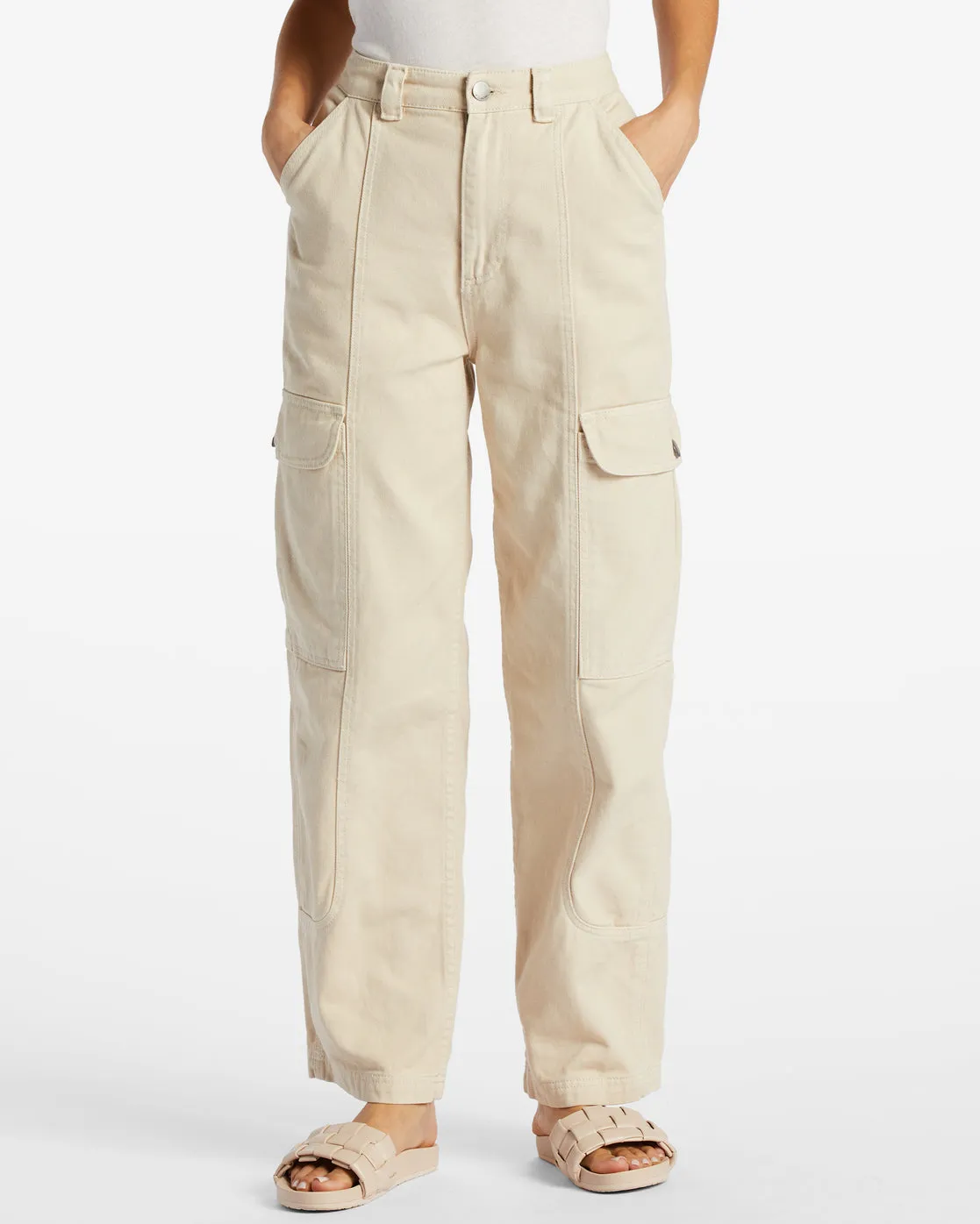 Wall To Wall Denim Cargo Pants - Antique White 1