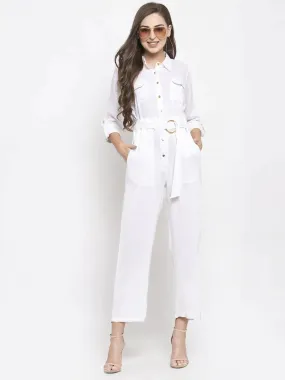 Women White Solid Jumpsuit