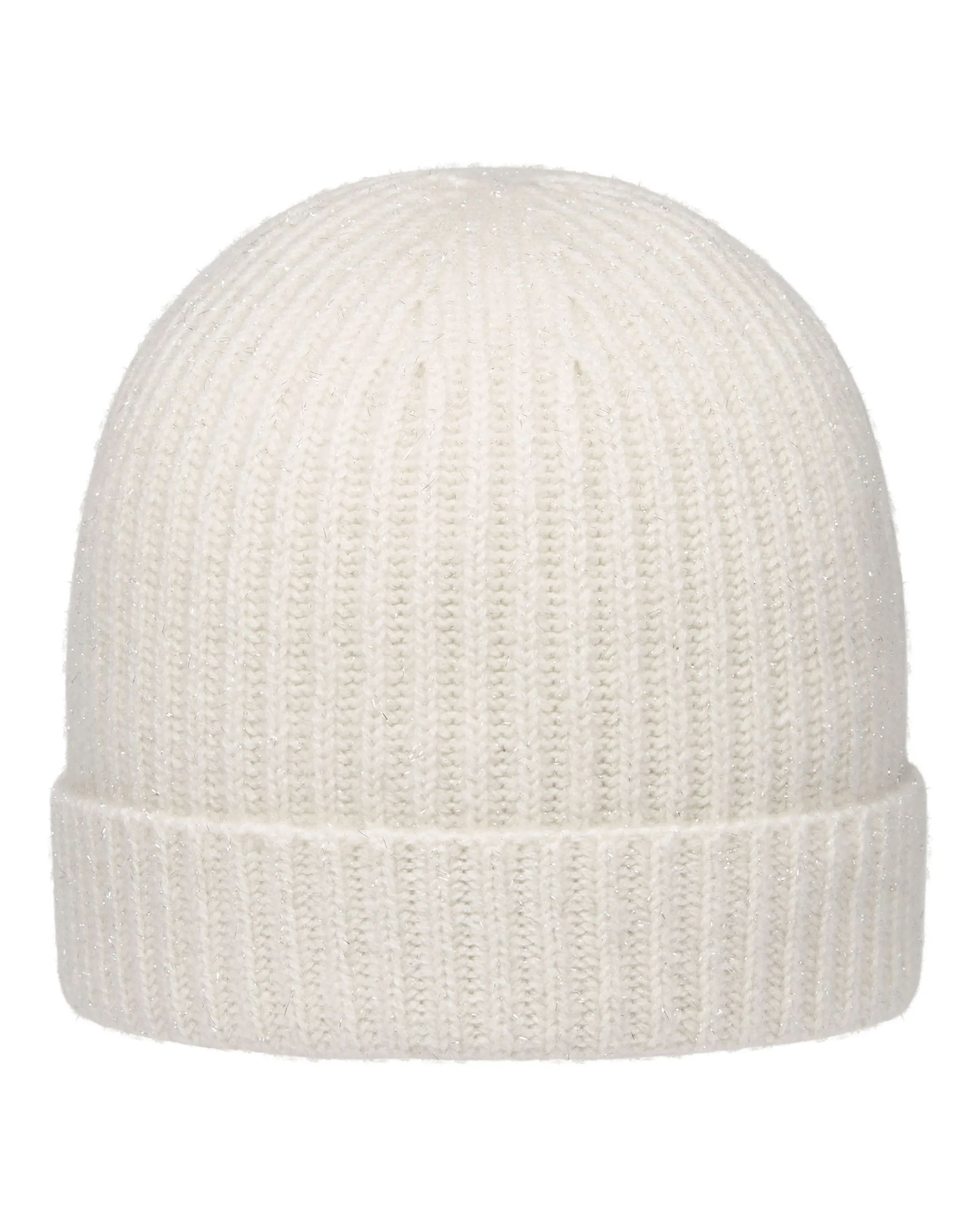 Women's Ribbed Cashmere Hat With Lurex Snow Grey Sparkle