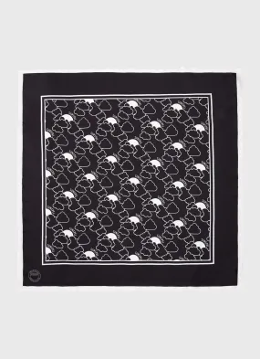 Women's Silk Scarf in Black Mini Archive Print