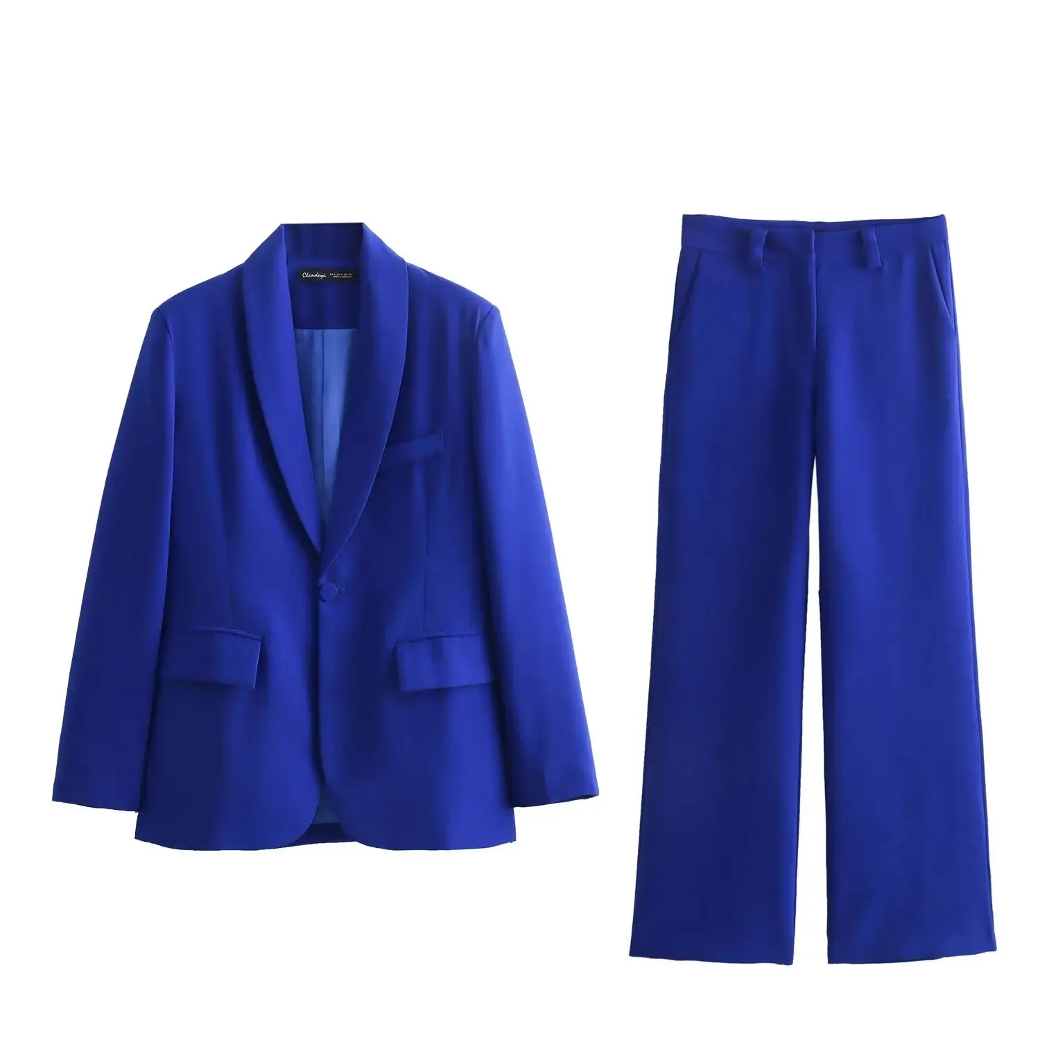 Women's Suit Jacket, Dress Collar with One Button and a Slit Design, Slim Fit and Slimming, Flared Pants, New