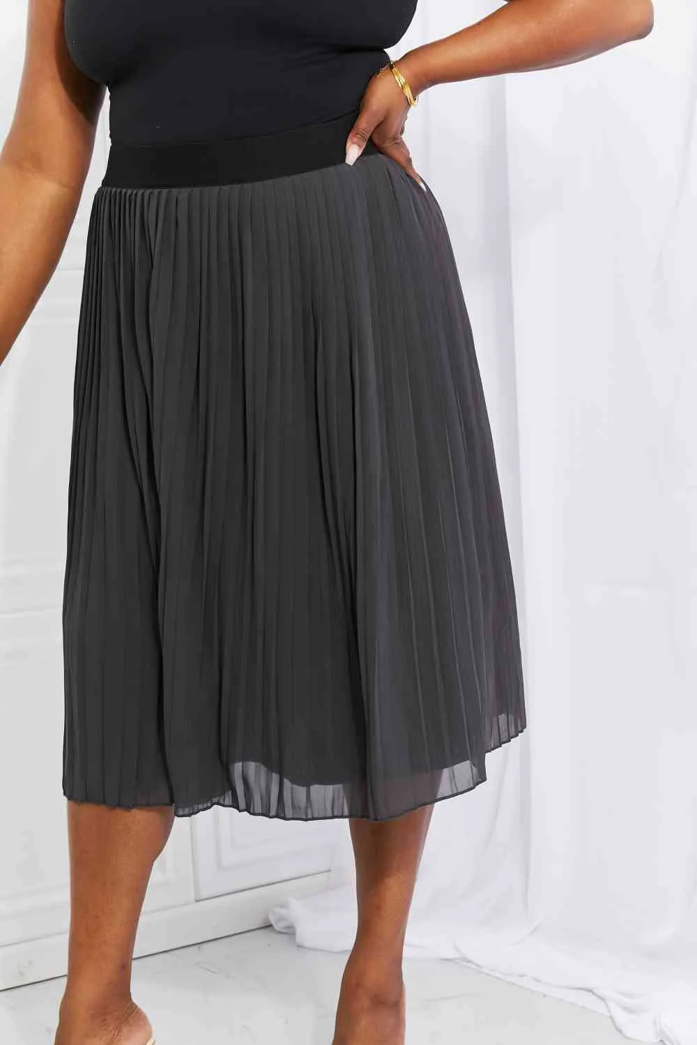 Women's Zenana Full Size Romantic At Heart Pleated Chiffon Midi Skirt