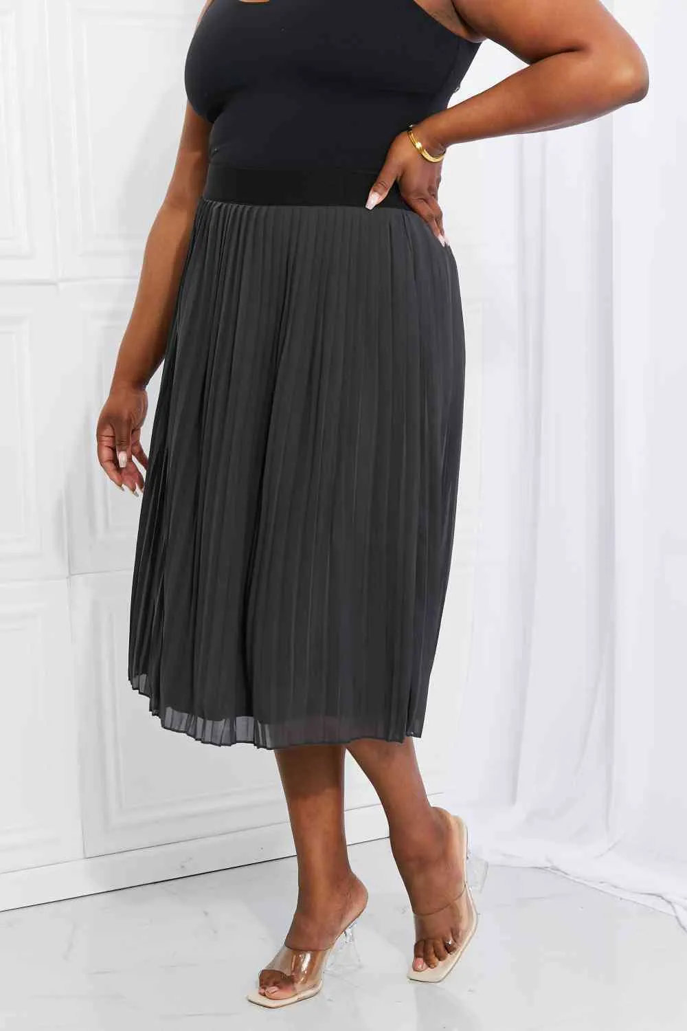 Women's Zenana Full Size Romantic At Heart Pleated Chiffon Midi Skirt