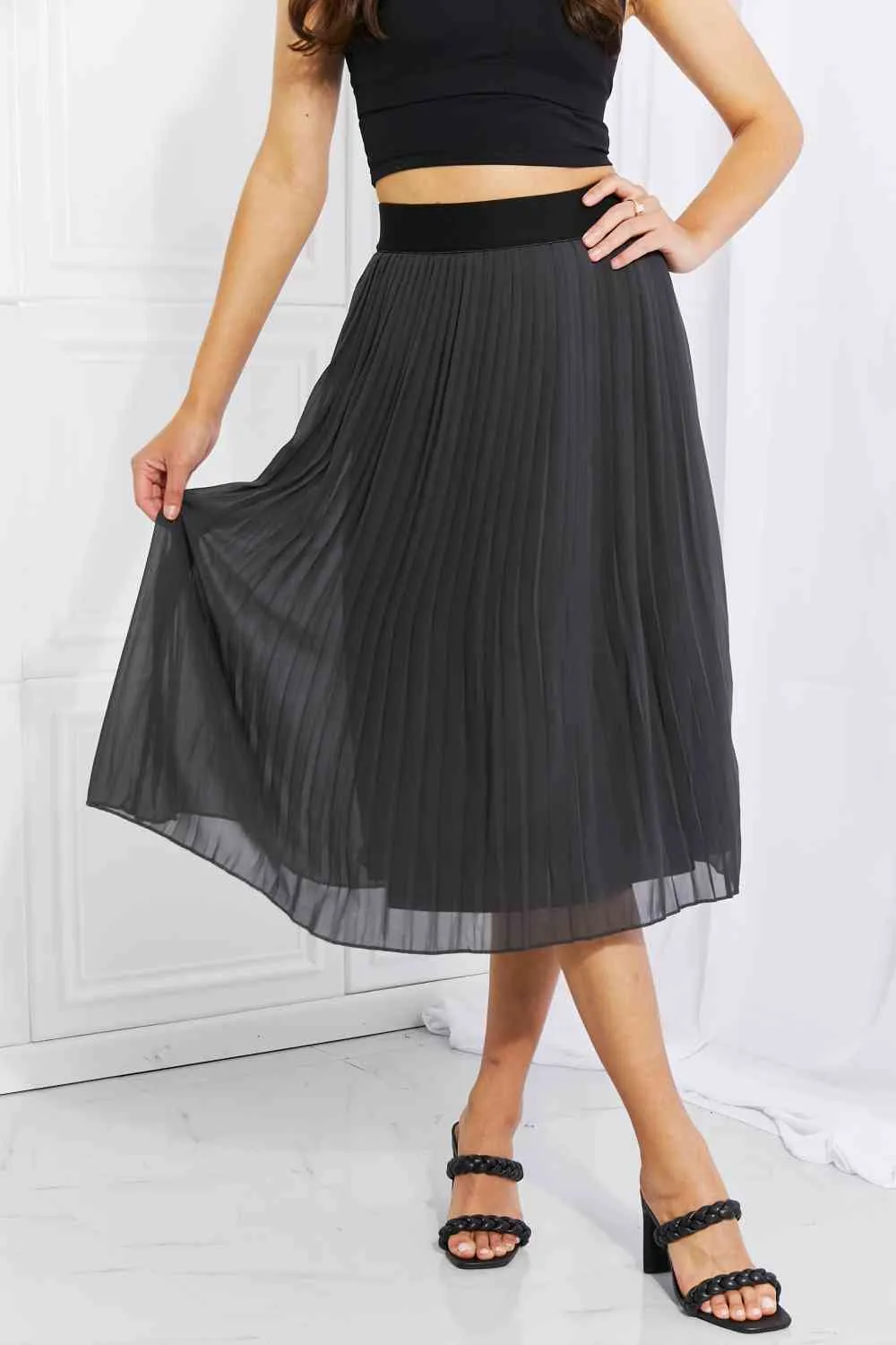 Women's Zenana Full Size Romantic At Heart Pleated Chiffon Midi Skirt