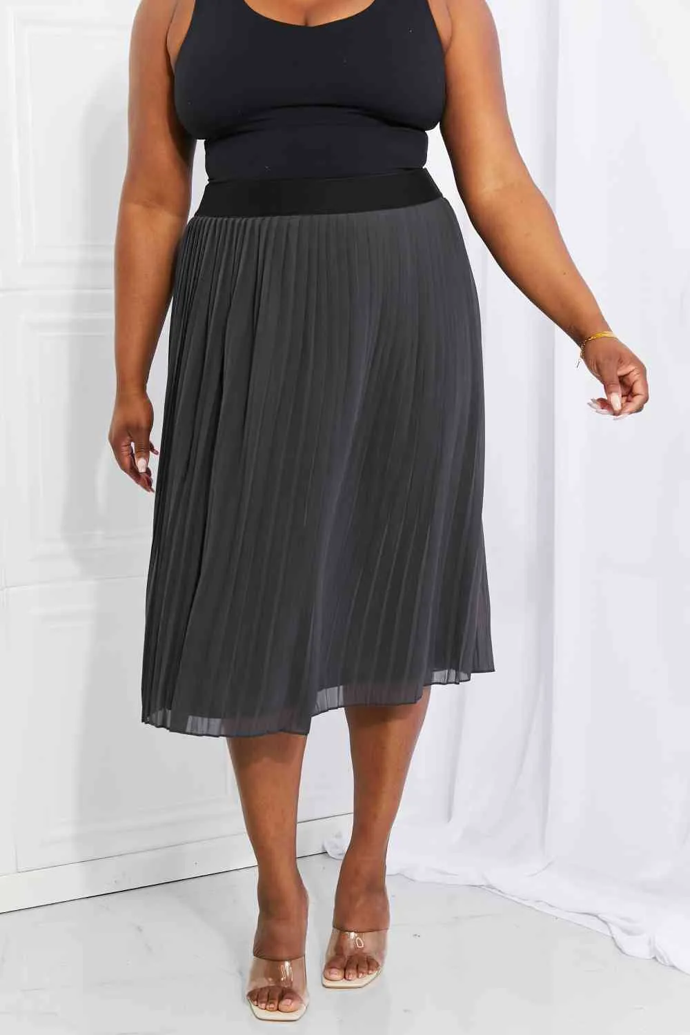 Women's Zenana Full Size Romantic At Heart Pleated Chiffon Midi Skirt