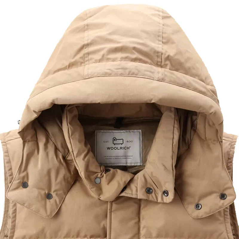 Woolrich Aleutian Detachable Hood Vest Gold Khaki