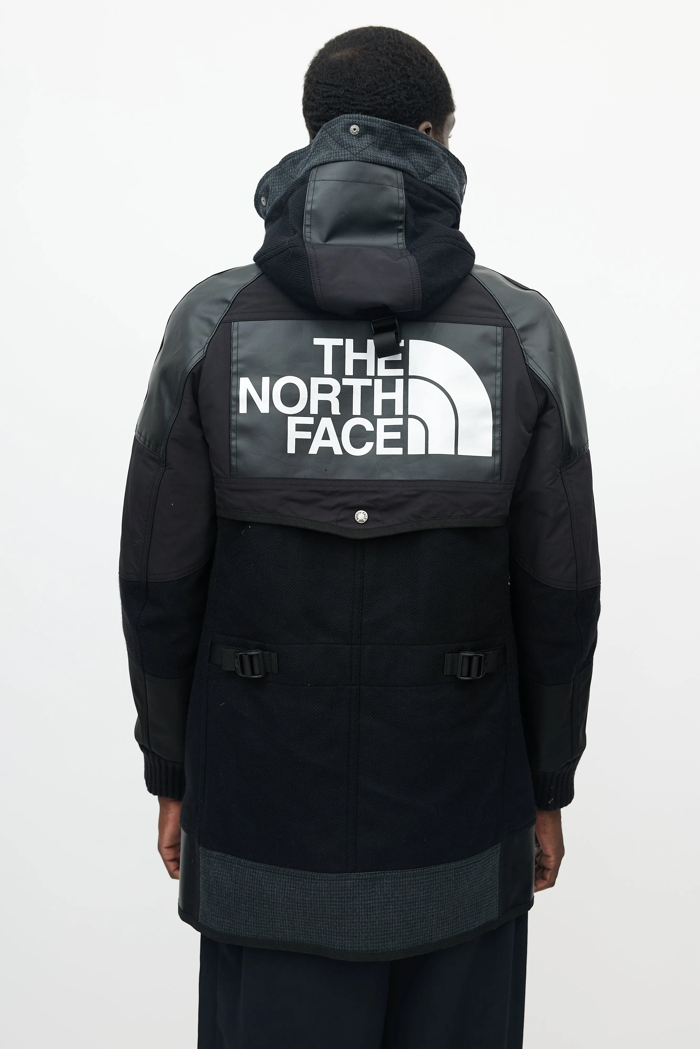 X The North Face Black Wool Logo Parka