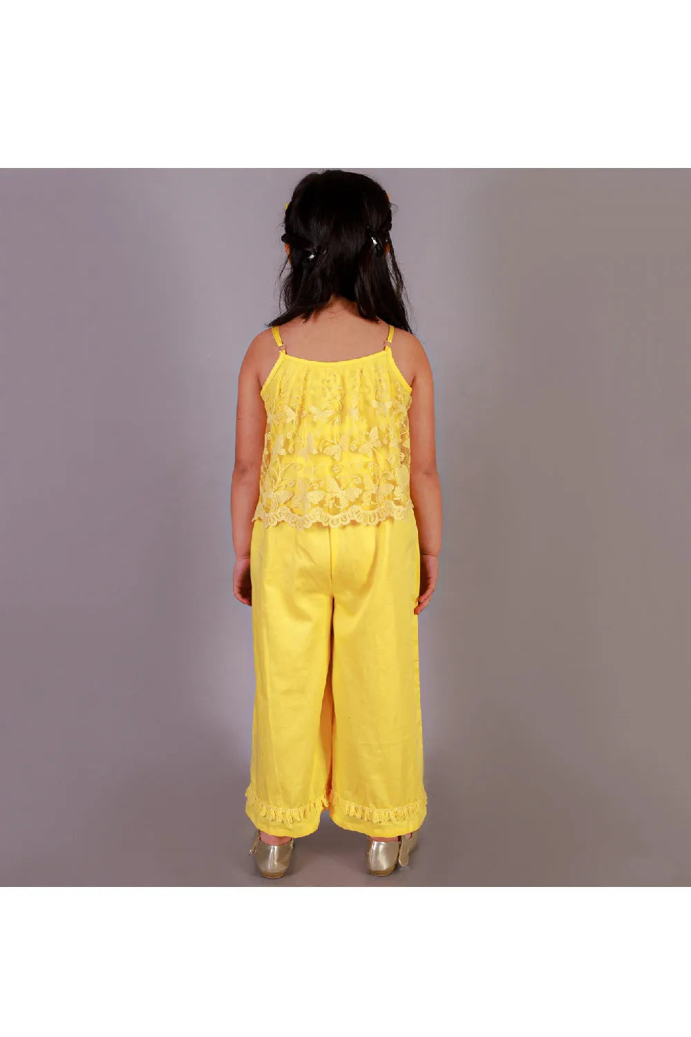 Yellow Butterfly Detailing Sleeveless Jumpsuit