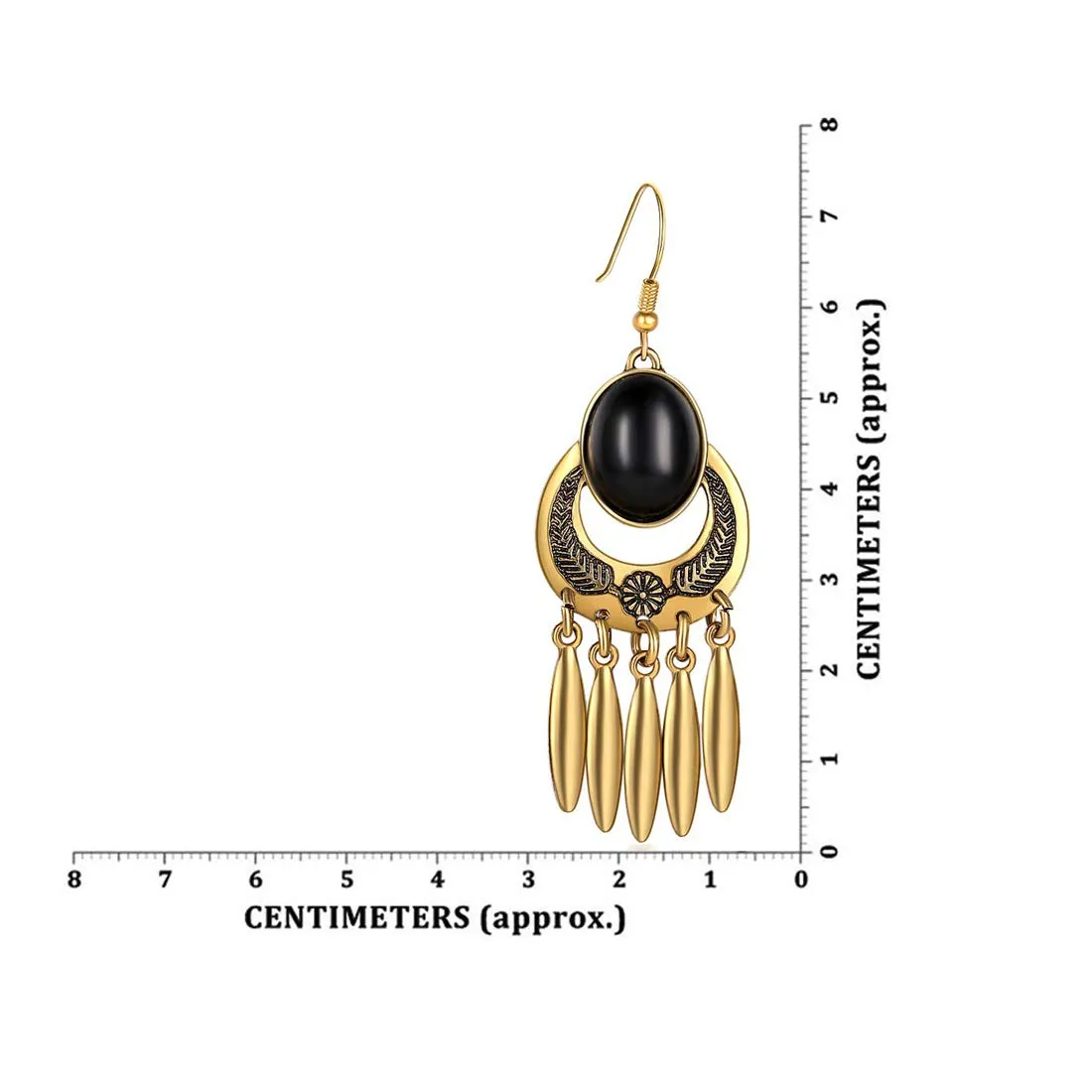 Yellow Chimes Women's Exclusive Stylish Infinity Petals Brilliant Opal and Oxidized Gold Plated Base Metal Tassel Drop Earrings (Gold, Black)