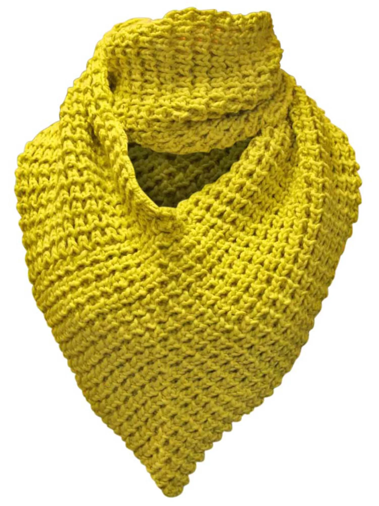 Yellow Chunky Knit Triangle Infinity Scarf