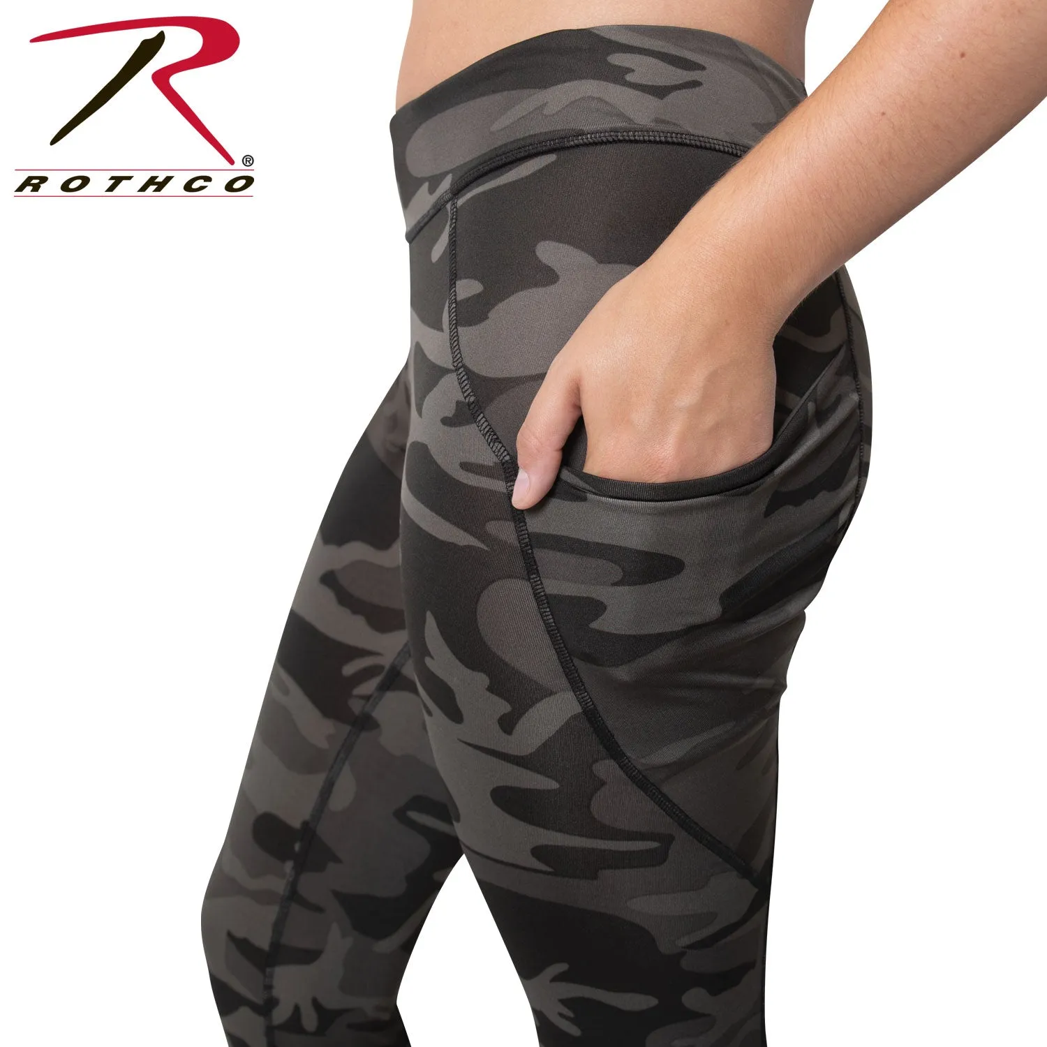 [Y.E.S] Rothco Womens Workout Performance Camo Leggings With Pockets