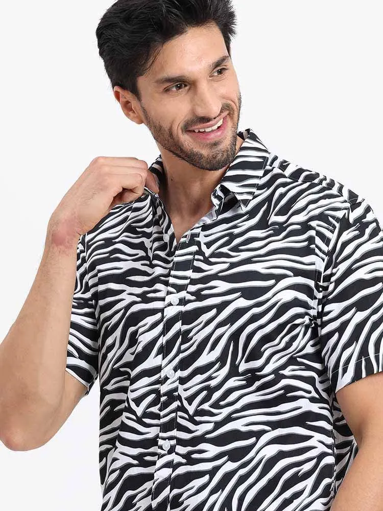 Zebra Print Half Sleeve Shirt