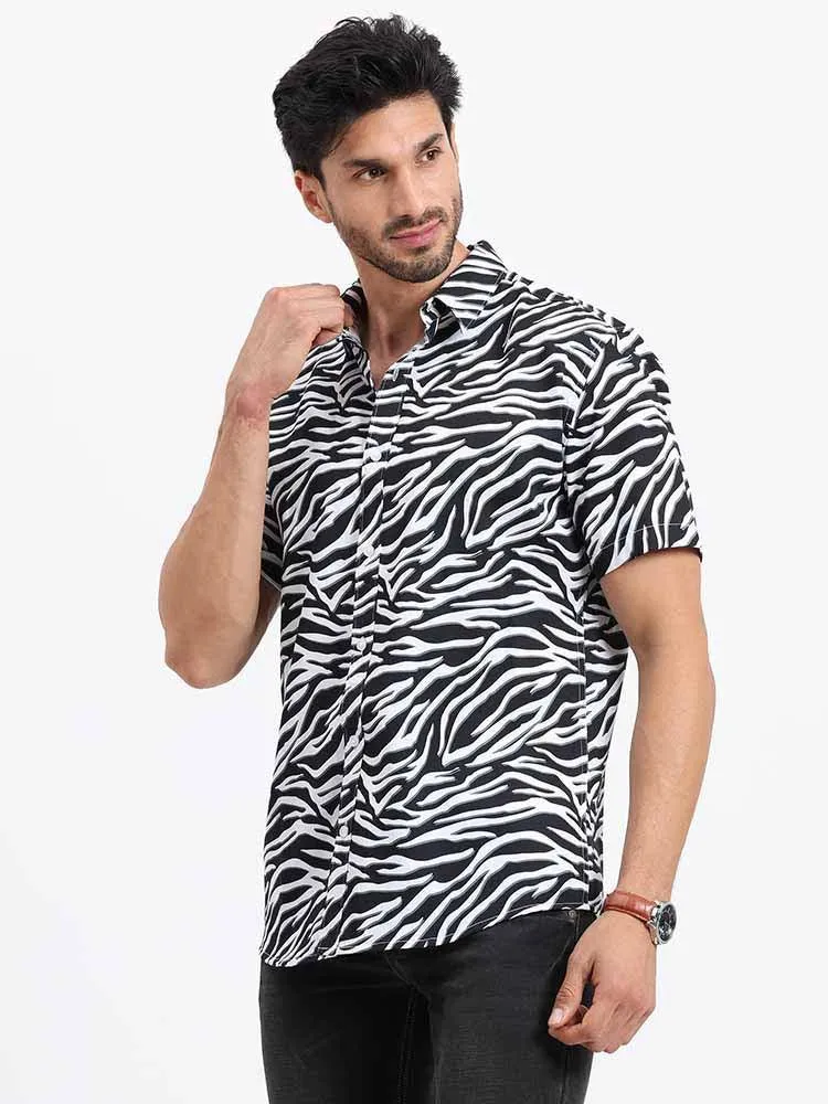 Zebra Print Half Sleeve Shirt