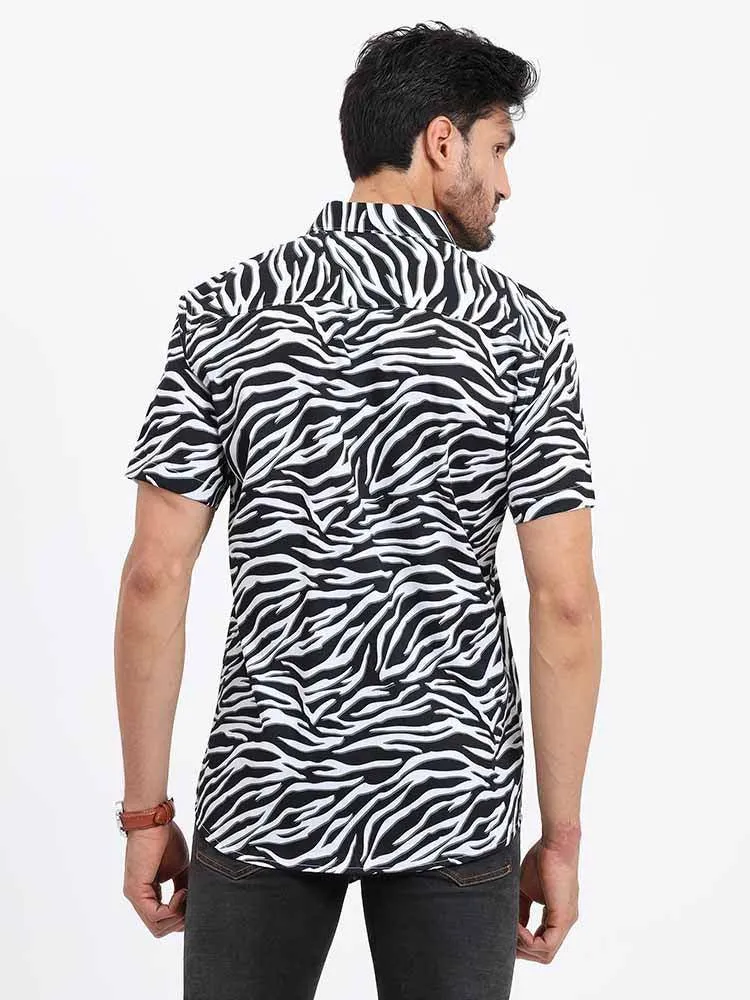 Zebra Print Half Sleeve Shirt