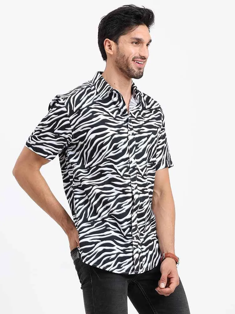 Zebra Print Half Sleeve Shirt