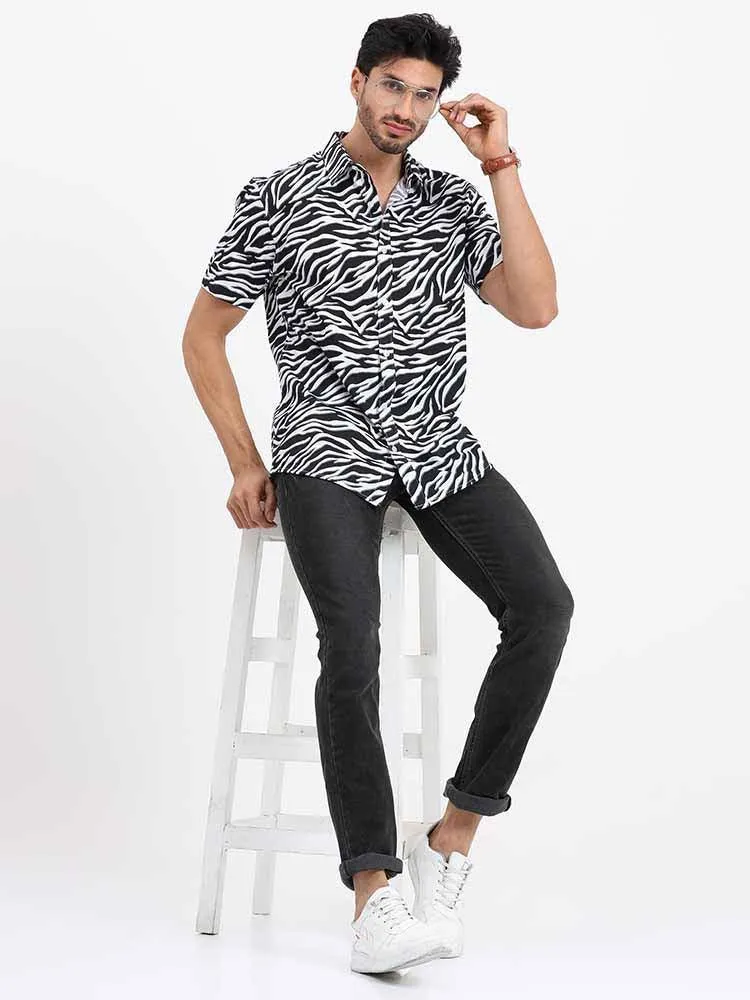 Zebra Print Half Sleeve Shirt